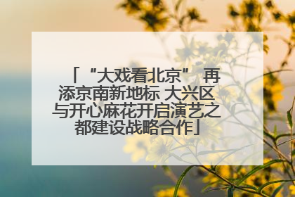 “大戏看北京” 再添京南新地标 大兴区与开心麻花开启演艺之都建设战略合作