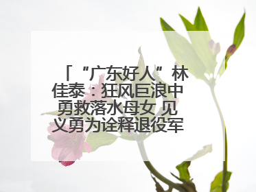 “广东好人”林佳泰：狂风巨浪中勇救落水母女 见义勇为诠释退役军人担当