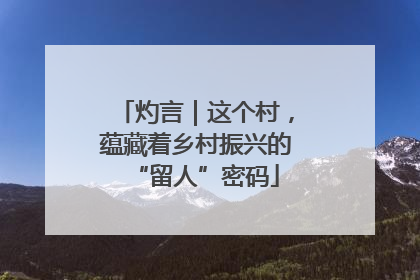 灼言｜这个村，蕴藏着乡村振兴的“留人”密码