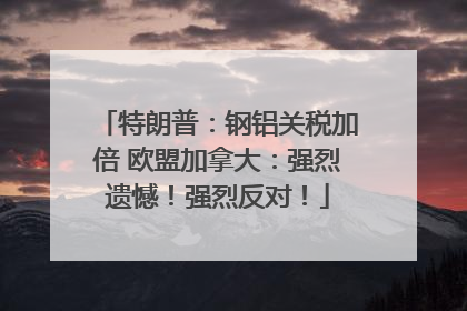 特朗普：钢铝关税加倍 欧盟加拿大：强烈遗憾！强烈反对！