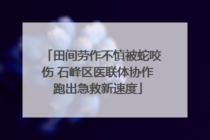田间劳作不慎被蛇咬伤 石峰区医联体协作跑出急救新速度