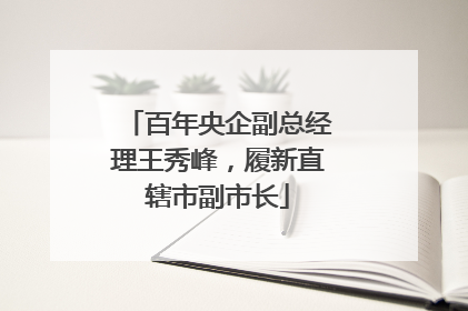 百年央企副总经理王秀峰，履新直辖市副市长