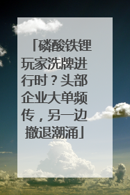 磷酸铁锂玩家洗牌进行时？头部企业大单频传，另一边撤退潮涌