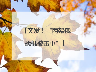 突发！“两架俄战机被击中”