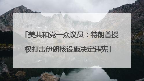 美共和党一众议员:特朗普授权打击伊朗核设施决定违宪