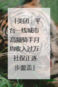 美团：平台一线城市高频骑手月均收入过万 社保正逐步覆盖