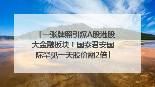 一张牌照引爆A股港股大金融板块！国泰君安国际罕见一天股价翻2倍