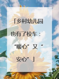 乡村幼儿园也有了校车：“暖心”又“安心”
