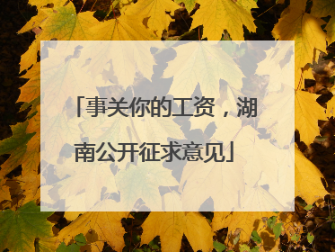 事关你的工资，湖南公开征求意见