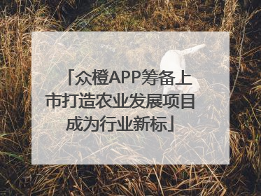 众橙APP筹备上市打造农业发展项目成为行业新标