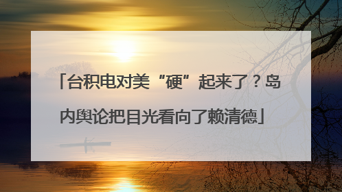台积电对美“硬”起来了？岛内舆论把目光看向了赖清德