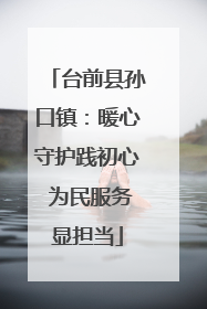 台前县孙口镇：暖心守护践初心 为民服务显担当