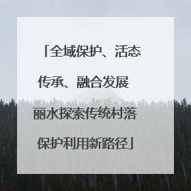 全域保护、活态传承、融合发展 丽水探索传统村落保护利用新路径