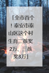 全市首个！泰安市泰山区这个村生育二孩奖2万、三孩奖3万