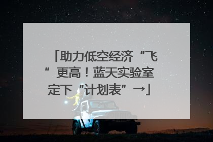 助力低空经济“飞”更高！蓝天实验室定下“计划表”→