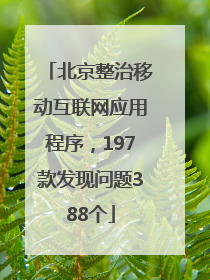 北京整治移动互联网应用程序，197款发现问题388个