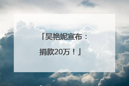 吴艳妮宣布：捐款20万！