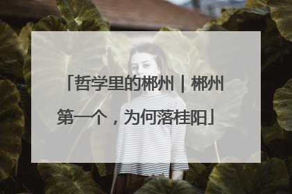哲学里的郴州｜郴州第一个，为何落桂阳