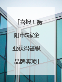 喜报！衡阳市5家企业获得省级品牌奖项
