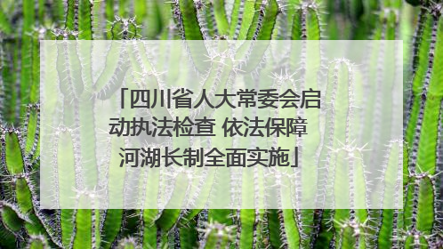四川省人大常委会启动执法检查 依法保障河湖长制全面实施