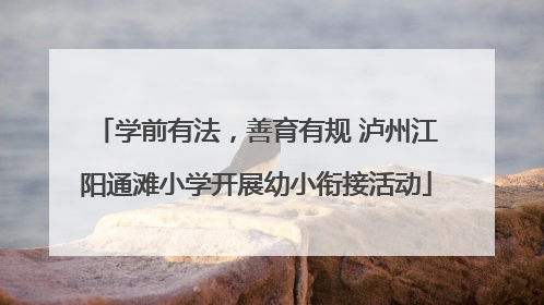 学前有法，善育有规 泸州江阳通滩小学开展幼小衔接活动