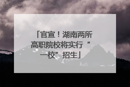 官宣！湖南两所高职院校将实行“一校”招生