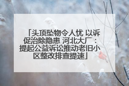 头顶坠物令人忧 以诉促治除隐患 河北大厂：提起公益诉讼推动老旧小区整改排查提速