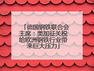 德国钢铁联合会主席：美加征关税给欧洲钢铁行业带来巨大压力