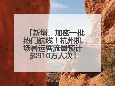 新增、加密一批热门航线！杭州机场暑运客流量预计超910万人次