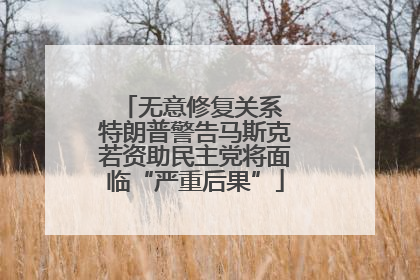 无意修复关系 特朗普警告马斯克若资助民主党将面临“严重后果”