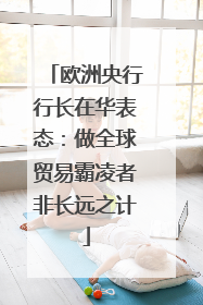 欧洲央行行长在华表态：做全球贸易霸凌者非长远之计