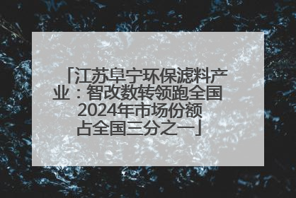 江苏阜宁环保滤料产业：智改数转领跑全国 2024年市场份额占全国三分之一