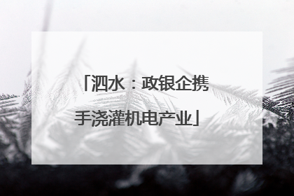泗水：政银企携手浇灌机电产业