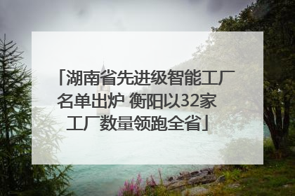 湖南省先进级智能工厂名单出炉 衡阳以32家工厂数量领跑全省