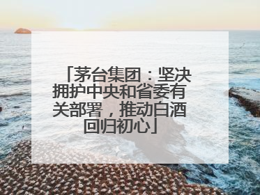 茅台集团：坚决拥护中央和省委有关部署，推动白酒回归初心
