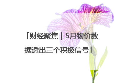 财经聚焦｜5月物价数据透出三个积极信号
