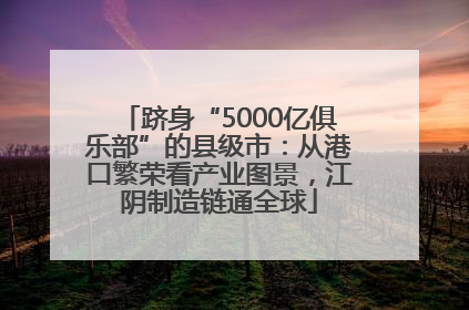 跻身“5000亿俱乐部”的县级市：从港口繁荣看产业图景，江阴制造链通全球