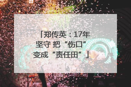 郑传英：17年坚守 把“伤口”变成“责任田”