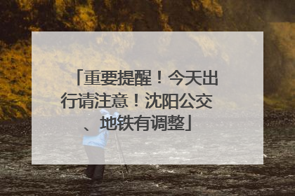 重要提醒！今天出行请注意！沈阳公交、地铁有调整