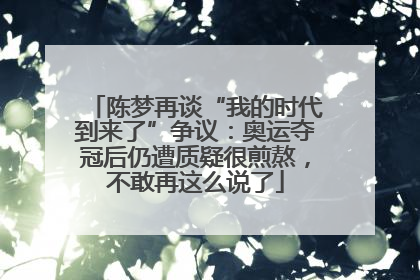 陈梦再谈“我的时代到来了”争议：奥运夺冠后仍遭质疑很煎熬，不敢再这么说了