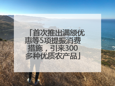 首次推出满额优惠等5项提振消费措施，引来300多种优质农产品