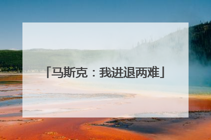 马斯克：我进退两难