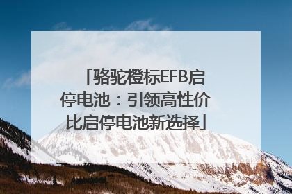 骆驼橙标EFB启停电池：引领高性价比启停电池新选择