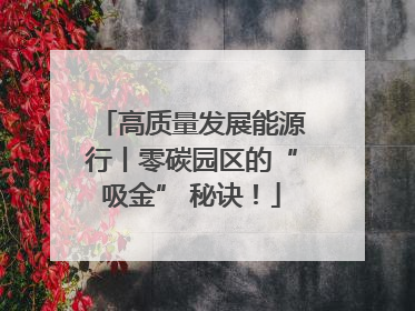 高质量发展能源行丨零碳园区的“吸金” 秘诀！