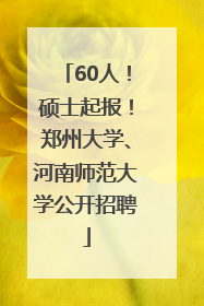 60人！硕士起报！郑州大学、河南师范大学公开招聘